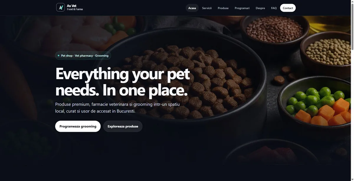 Site-ul As Vet Food & Farma, construit de ADOKS