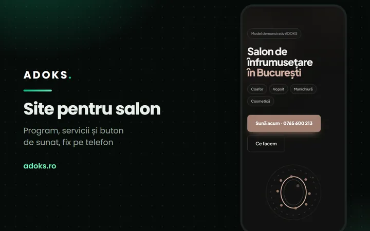 Modelul de site pentru salon, deschis pe telefon