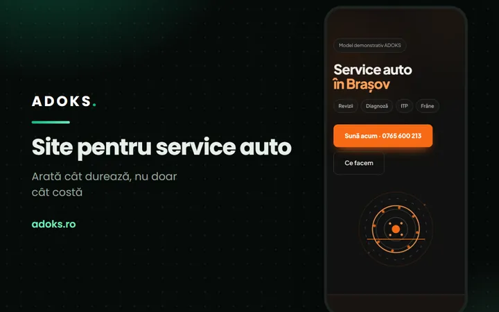 Modelul de site pentru service auto, deschis pe telefon